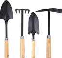 4-Piece Wooden Handle Gardening Tool Set– Sturdy and Durable – Includes Shovels, Hoes, and Rakes – Ideal for Weeding, Planting, Shoveling, and Soil Loosening – Perfect Gardening Gift