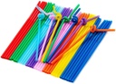 Flex Drinking Straws Set - Disposable Long Drinking Plastic Straws - Assorted Multi Color (200)