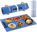 Extra Large Warming Mat for Food with Auto Shut-Off, Child Lock, Portable, Foldable Electric Warming Tray for Safe Countertop Use - Fast Heating Premium Food Heating Mat (Blue, XL-6 Dishes)