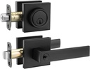 goldenwarm Exterior Door Lock Set Front Door Lock Set, Heavy Duty Matte Black Front Door Handle and Deadbolt Set (1 Pack)
