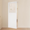Interior Dutch Door, 30" x 80" Dutch D-oor Slab, Clear Glass Split Single Do-or Panel, Double-Door Design, 35in Tall Glass d-oor, 44.88in Tall Wood Do-or, White