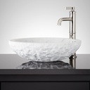 Signature Hardware 484614 Thurber 18-1/4" Oval Marble Vessel Bathroom Sink with Single Faucet Hole