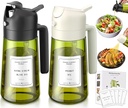Vakoo 2 in 1 Oil Sprayer and Oil Dispenser for Kitchen - 16oz/470ml Light-Blocking Dark Glass Olive Oil Spray Bottle for Cooking, Air Fryer, Salad & BBQ (Black&White)