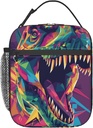 Colorful Dinosaur Lunch Box for Adults Women Girls Boys Kids T-Rex Lunch Box Insulated Cooler Reusable Lunch Bag Container Gifts for Work Office Picnic Travel School