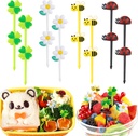 AIERSA Food Picks for Kids Bento Box, 16Pcs Reusable Bees, Daisy, Four Leaf Clover, Ladybug Food Fruit Picks, Lunch Bento Box Accessories for Kids