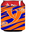 Caroline's Treasures CJ1036-YCC Letter Y Initial Tiger Stripe Blue and Orange Can or Bottle Hugger Cooler Washable Drink Sleeve Collapsible Beverage Insulated Holder, Can Hugger, Multicolor