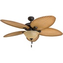 Honeywell Ceiling Fans Palm Valley, 52 Inch Tropical Indoor Outdoor Ceiling Fan with Light, Pull Chain, Three Mounting Options, 5 Palm Leaf Blades, Reversible Motor - 50507-01 (Bronze)