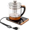 1.8L/63oz Electric Kettle Temperature Control 800W Electric Tea Kettle with Strainer and Egg Holder Glass Tea Pot Multifunctional Water Boiler for Make Tea Hot Milk Coffee Pasta Fondue Soups