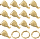 Picture Hanging Kit - 13pcs Brass Plated Hooks & 3 Rolls 3M Wires for Wall Display & Exhibition