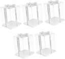 5pcs Transparent Double Layer Cake Storage Containers with Ribbon Birthday Cake Carrier Boxes Packing Case for Christmas Year Holiday Celebrations