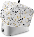Yellow Black Branches Toaster Cover 4 Slice, Kitchen Appliance Covers with Pocket & Loop, Farmhouse Botanical Leaves Polyester Bread Machine Covers Dust & Fingerprint Protection
