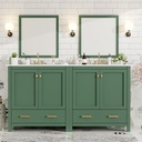 60" Double Sink Bathroom Vanity with Double Sink Set, Wood Modern Bathroom Vanity with Double Sink,Drawers and Doors,(Mirror not Included) (Green)