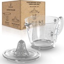 Glass 2-Cup Juicer (Clear) - Lemon and Lime Manual Squeezer, Citrus Reamer