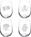 MIP Set of 4 Wine Glass Gift Pirate Collection (17 oz Stemless)