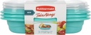 2 Sets of Rubbermaid TakeAlongs On the Go Food Storage and Meal Prep Containers, 3.7 Cup Divided Rectangle, 3-Pack, Teal Splash
