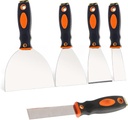 Edward Tools Pro Putty Knife 5 Piece Set - 1”-5” Heavy Duty Stainless Steel Scraper Knives with Ergo Grip Handle and Steel Striking Butt - Tool for Scraping, Wallpaper, Spackle, Spreader, Taping Knife