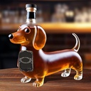 Dachshund Whiskey Bottle, Handmade Dachshund Glass Decoration, Reusable Dog Whiskey Bottle, Gift for Father, Husband, Boyfriend (B)