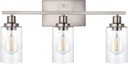 Bathroom Light Fixtures 3-Lights Seeded Glass in Brushed Nickel Finish, 23.6-Inches Vanity Lighting Bath Wall Mount Lamp for Kitchen Living Room Workshop