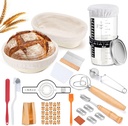 Bread Proofing Basket Sourdough Kit: GEEKHOM 12-Piece Baking Set with 2 Rattan Baskets (9 inches Round/10 inches Oval), 650ml Jar – Safe for Beginners & Pros