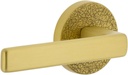 Viaggio CLOMLTLUS_DD Motivo Solid Brass Non-Turning Two-Sided Dummy Door Lever Set with Lusso Lever and Circolo Leather Rosette - Satin Brass