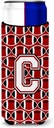 Letter C Football Cardinal and White Ultra Beverage Insulators for slim cans