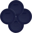 Pyrex 7200-PC Round Storage Cover for Glass Bowls, Dark Blue (4-Pack)