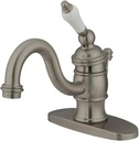 Kingston Brass KB3408PL Victorian 4-Inch Centerset Lavatory Faucet with Porcelain Lever Handle, Brushed Nickel