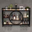 Wine Rack with Glass Holder Wall Mounted Metal Display Stand for Living Room, Home, Bar - Shelves for Liquor Bottles in Wine Cellar