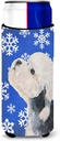 Dandie Dinmont Terrier Winter Snowflakes Holiday Ultra Beverage Insulators for slim cans