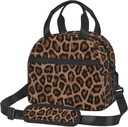 Bagea-Ka Cool Cheetah Leopard Background Lunch Bag for Women Men Insulated Reusable Lunch Box Cooler Tote Bag with Removable Shoulder Strap for Office Work School Picnic Beach
