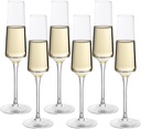 Champagne Flutes Set Of 6, Lead-free Clear Crystal Glass, Crystal Clear Clarity, Cocktail Glasses, Stemware, Quality Sparkling Wine Stemware Set, Perfect For Home, Restaurants And Parties, 220ML wine