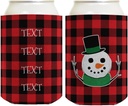 Snowman Christmas Decoration Red and Black Plaid Background with Snowman 2-Pack Personalized Can Drink Thermocoolers