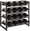 IBUYKE Wine Racks Countertop, 4 Tiers Metal Wine Rack,Wine Rack Freestanding Storage 16 Bottle Capacity, for Home Kitchen, Pantry, Wine Cellar, Bar, Black UTMJ903H