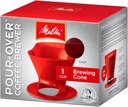 Melitta 640820 Ready Set Joe Filter Cone Pourover Cone Manual Brewer, One Cup Brewer, Red