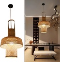 Chinese Style Bamboo Pendant Lights Simple Hanging Lamp 54 CM Rustic Hand-Woven Lights for Restaurant, Tea Room, Hotel Chandelier E27 Woven Light Fixtures