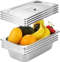 LANIAKEA 4PCS Hotel Pans with Lids Stainless Steel Steam Table Pan Restaurant Supplies 1/3 Size x 2.5 inch Deep Stainless Steam Table Pans, Hotel Pan Trays for Food