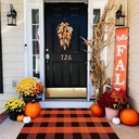 Fall Outdoor Rug Orange Buffalo Plaid Outdoor Rug Cotton Hand-Woven Buffalo Check Rug Layered Doormats for Front Door/Front Porch/Farmhouse/Entryway/Patio(Orange and Black Plaid, 27.5'' x 43'')