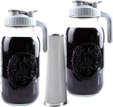 Cold Brew Coffee Maker Glass 64 oz Mason Jar iced tea Pitcher 2 set With Spout Lid Filter 2 Quart Wide Mouth cold Brewing pitcher Half Gallon Water Jug Airtight Leak Proof Fridge Beverage Pitcher