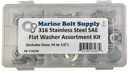 Type 316 Stainless Steel SAE Flat Washer Assortment Kit by Marine Bolt Supply