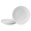 Corelle 8.5-Inch Lunch Plates, Set of 6, Lightweight Vitrelle Glass, Chip & Crack Resistant, Dishwasher & Microwave Safe, White