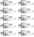 10 Pack Silver Privacy Door Handle Heavy Duty Reversible Square Door Lever Keyless Interior Door Knob Lockset Door Lever for Bedroom, Bathroom, Rooms Left Right Handed Doors