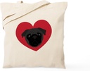 CafePress Pug Love Tote Bag Reusable Natural Beige Canvas Shopping Bag