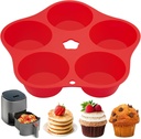 Silicone Air Fryer Muffin Pan Mini Egg Bite Mold for Oven Baking,1 Pcs Round Muffin Tins Cups Cake Pan Tray for Air Fryer Liners Basket Accessories Baking Muffin Cakes Pancake Quiche