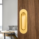 Recessed Door Handle Flush Pull 4.7 Inch Gold Sliding Closet Door Handle Oval Pocket Finger pulls Brushed Stainless Steel (2 Pack)