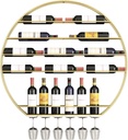 Wine Glass Holder Wall Mounted Wine Rack Round Wine Glass Goblet Holder, Metal Hanging Wine Holder Bar Wine Cellar Kitchen Counter Floating Storage Display Shelves