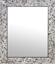 Multi-Colored & Silver, Luxe Mosaic Glass Framed Wall Mirror, Decorative Embossed Mosaic Rectangular Vanity Mirror/Accent Mirror (30" X 24")