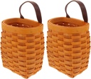 2Pcs Woven Wall Hanging Basket Farmhouse Storage Basket for Kitchen Home Decor for Fruits Snacks and Vegetables Honey Color with Handles