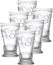 La Rochere Versailles Glass Set of 6 – Classic French Double Old Fashioned Glasses with Shell & Flower Motif – Elegant Tall Glass Tumblers for Cocktails, Ice Tea & Entertaining (11.5 Oz)