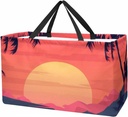 Reusable Grocery Bag Landscape Sunset with the Palms Large Stand Up Tote Shopping Bag with Reinforced Handles