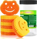 SmilePowo 5 Pack Scrub Sponge, Dual-Sided Temperature Controlled Kitchen Sponge for Dishes, Frog Bulk Sponges Household Cleaning Pads,Multi-Functional Premium Cleaning Sponges